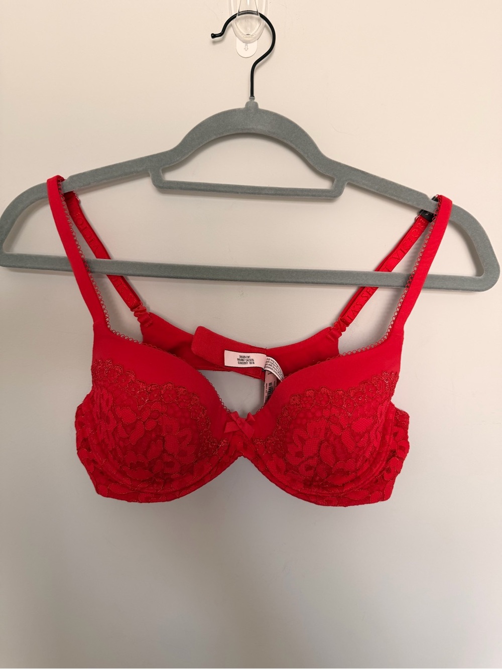 Victoria’s Secret 34B Dream Angels Floral Lace Padded Push Up Bra Red NWT